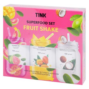 Tink Superfood Set Fruit Shake Shower Gel 150ml + Shampoo 150ml + Balm for Dry and Weakened Hair 150ml Gift Set - buy, prices for Auchan - photo 1