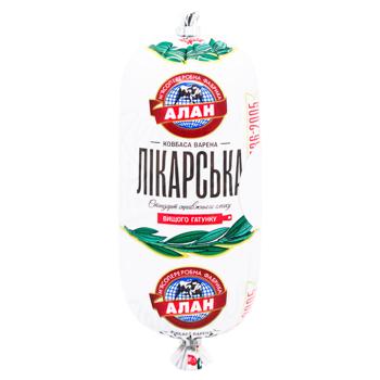Ковбаса Алан Лікарська варена вищий сорт 400г - купити, ціни на МегаМаркет - фото 1