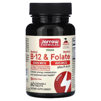 Jarrow Formulas Cherry Flavored Methylfolate, Vitaminі B12 and B12 with P-5-P 5000/800mcg 60 chewables - buy, prices for Biotus - photo 1