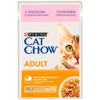 Набір вологого корму для котів Cat Chow Adult 10 шт х 85 г - лосось та зелена квасоля - купити, ціни на MasterZoo - фото 3