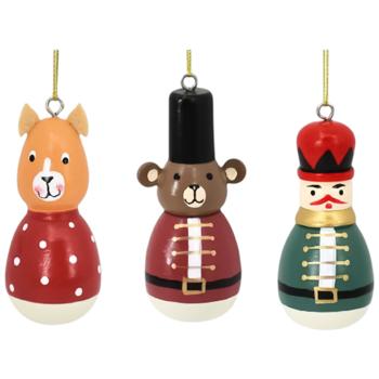 Подвеска Actuel Медведь/Солдат/Собака дерево 6,7см в ассортименте