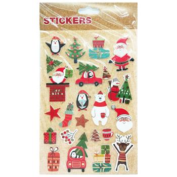 Наклейки новогодние 4 дизайна 14*25см - купить, цены на Таврия В - фото 1