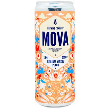Пиво Mova Berliner Weisse Peach светлое нефильтрованное 2,9% 0,33л - купить, цены на WINETIME - фото 1