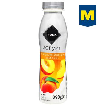 Йогурт Rioba Персик з лактулозою 1,5% 290г - купити, ціни на  - фото 1