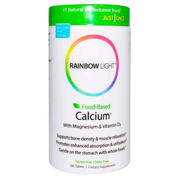 Кальцій і магній, Calcium, Rainbow Light, 2:1, 180 таблеток - купити, ціни на Біотус - фото 1