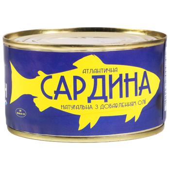 Сардина Пан Океан атлантична №5 натуральна з додаванням олії 220г - купити, ціни на Епіцентр FOOD - фото 1