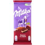 Шоколад молочний Milka Вишня та крем 90г