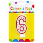 Свеча для торта Party Favors Цифра 6