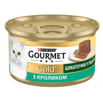 Корм влажный Gourmet Gold с кроликом для взрослых кошек 85г