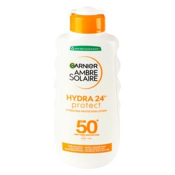 Молочко Garnier Ambre Solaire Hydra 24h Protect солнцезащитное водостойкое SPF50+ 200мл - купить, цены на КОСМОС - фото 1