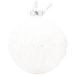 Прикраса скляна Chomik  біла 8 см, візер. бісер