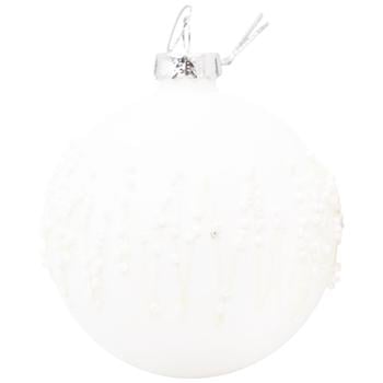 Прикраса скляна Chomik  біла 8 см, візер. бісер - купити, ціни на За Раз - фото 1