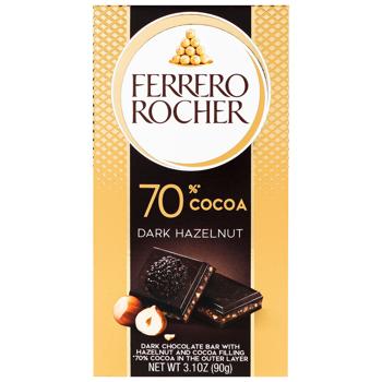 Шоколад черный Ferrero Rocher с ореховой начинкой и лесным орехом 70% 90г - купить, цены на NOVUS - фото 1