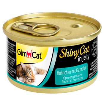 Корм влажный GimCat Shiny Cat с курицей и креветками для кошек 70г - купить, цены на MasterZoo - фото 1