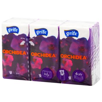 Хустинки носові Grite Orchidea чотиришарові 9шт 6 упаковок - купити, ціни на Auchan - фото 3