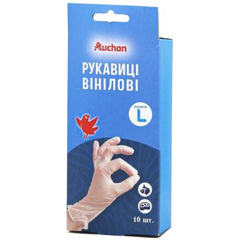 Перчатки хозяйственные Auchan виниловые размер L 10шт