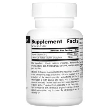 Тиамин, Source Naturals, 100 мг, 100 табл. - купити, ціни на Біотус - фото 2
