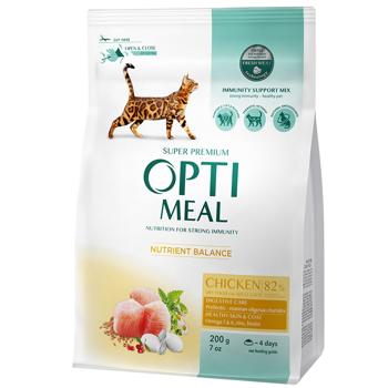 Optimeal Dry Food with Chicken for Adult Cats 200g - buy, prices for MasterZoo - photo 1