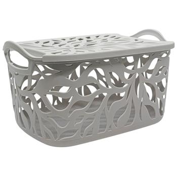 Leaves Gray Basket with Lid 23*17*12cm 34788-4 - buy, prices for Tavria V - photo 1