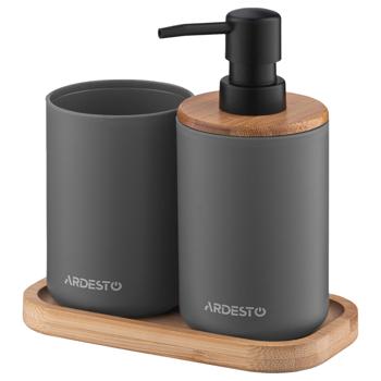 Ardesto Minimalism Dark-Gray Bathroom Set 3pcs 360ml - buy, prices for Za Raz - photo 1