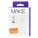 Зарядное устройство Make 2xType-C+USB 65W белый