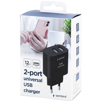 Gembird Universal USB Charger TA-UC-2A12-01-BK 2USB-A 5V(12W) black - buy, prices for Auchan - photo 1