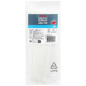 Auchan White Cable Ties 3.5x180 50pcs - buy, prices for Auchan - photo 1