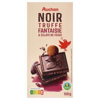 Auchan Truffle Black Chocolate with pieces Cocoa Beans 150g