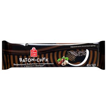 Fine Life Baton-Chyk Glazed Waffle Bar with Hazelnut 45g - buy, prices for METRO - photo 1