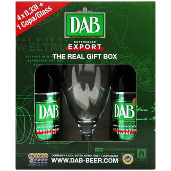 Подарочный набор Пиво Dab светлое 5% 0,33л 4шт и бокал 250мл - купить, цены на Auchan - фото 3