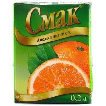 Сік Смак апельсиновий 0.2л х27 купить, цены на МегаМаркет - фото 1