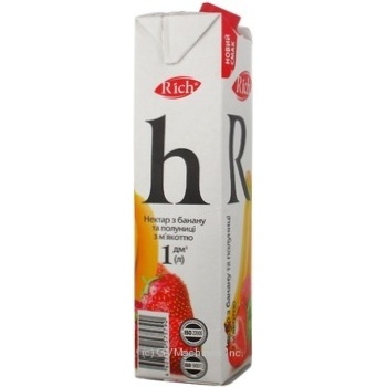 Sterelized blended banana and strawberry nectar with pulp Rich tetra pak 1000ml Ukraine - buy, prices for MegaMarket - photo 2