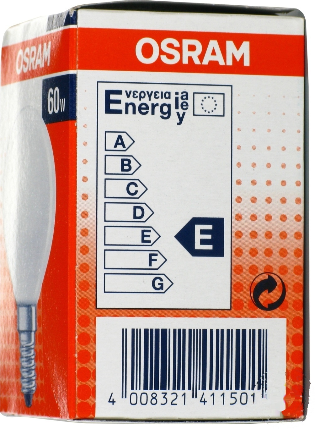 

Лампа накаливания Osram 60Вт, Е14, матовая