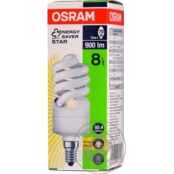 Лампа энергосберегающая Osram 15Вт, 827, E14