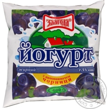 Zlagoda with blueberries yogurt 1.5% 400g - buy, prices for MegaMarket - photo 1