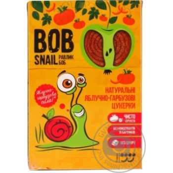 Цукерки Bob Snail натуральні яблучно-гарбузові 60г купити, ціни на МегаМаркет - фото 1