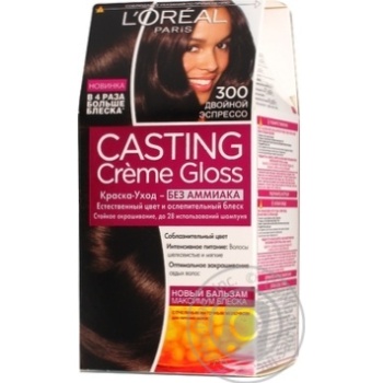 Краска-уход для волос L'Oreal Casting Creme Gloss 300 Двойной эспрессо без аммиака купить, цены на МегаМаркет - фото 1