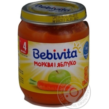 Пюре Bebivita Морква і яблуко 125г купити, ціни на МегаМаркет - фото 3