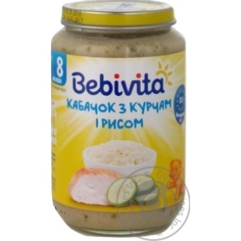 Пюре мясо-овощное Bebivita кабачок с цыпленком и рисом 220г купить, цены на МегаМаркет - фото 2