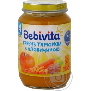 Bebivita for children from 4 months pumpkin and carrot with beef puree 190g - buy, prices for MegaMarket - photo 2