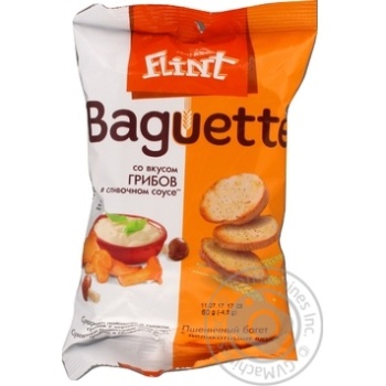 Сухарики Flint Baguette пшеничные со вкусом грибов в сливочном соусе 60г купить, цены на МегаМаркет - фото 3