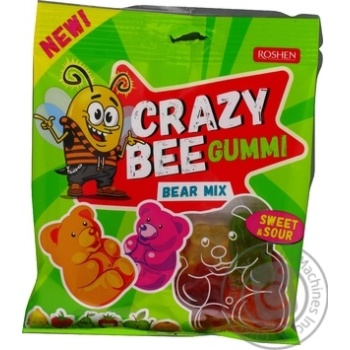 Цукерки Roshen Crazy Bee Gummi Bear Mix желейні 100г купить, цены на МегаМаркет - фото 1