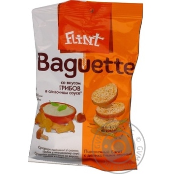 Сухарики Flint Baguette пшеничні зі смаком грибів у вершковому соусі 60г купити, ціни на МегаМаркет - фото 4