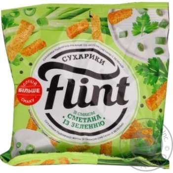 Сухарики Flint пшенично-ржаные со вкусом сметаны с зеленью 35г купить, цены на МегаМаркет - фото 1