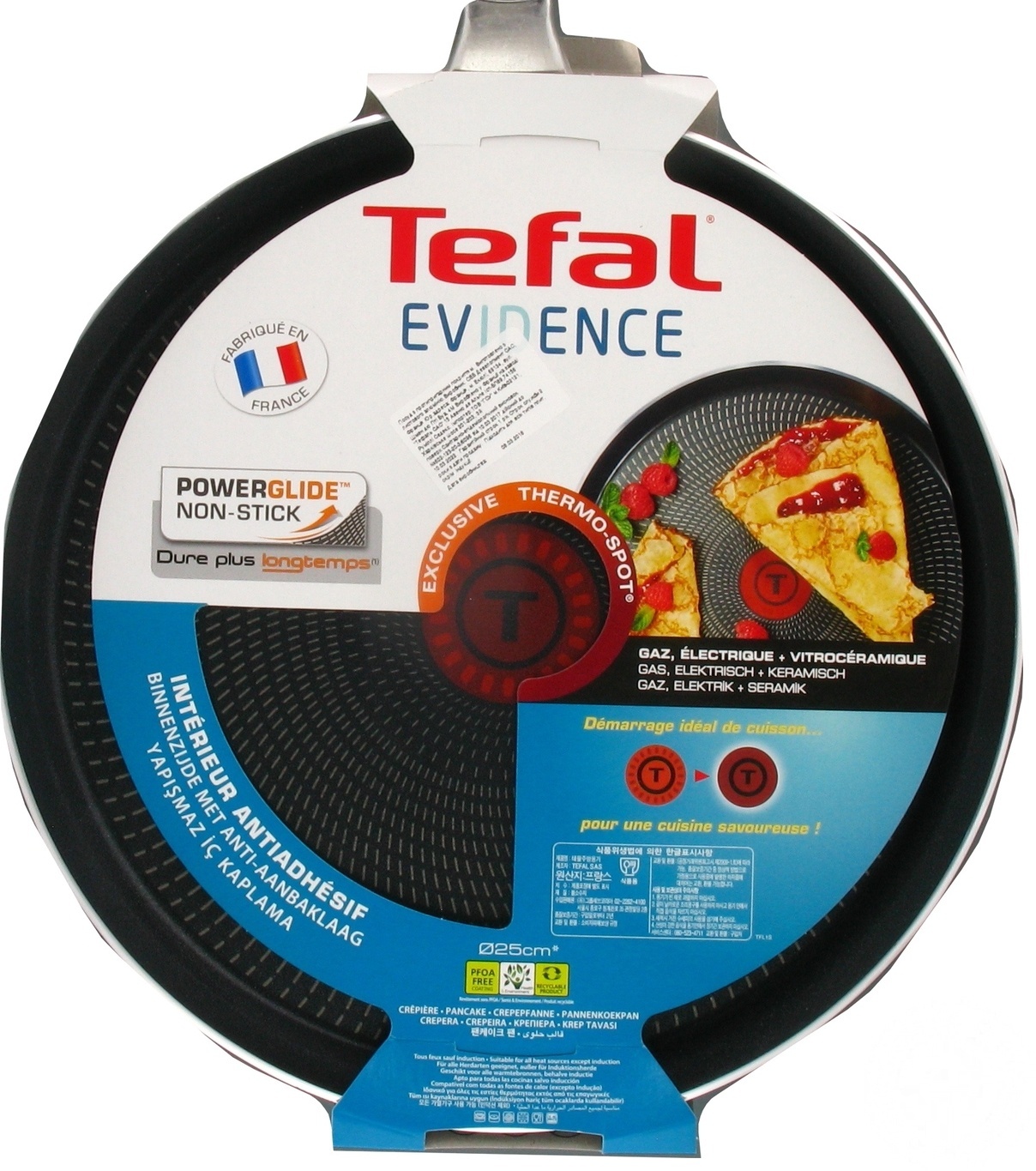 

Сковорода для блинов Tefal Evidence с антипригарным покрытием Powerglide и индикатором нагрева d25см
