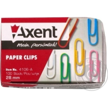 Скріпки Axent кольорові 28мм 100шт купити, ціни на МегаМаркет - фото 1