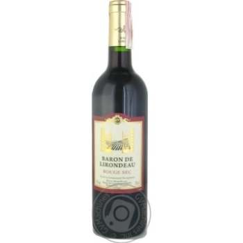 Baron de Lirodeau Red Dry Wine - buy, prices for MegaMarket - photo 1
