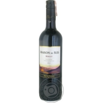 Вино Maison du Sud Merlot червоне сухе 0.75л х6 купити, ціни на МегаМаркет - фото 1