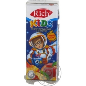 Нектар Rich Kids персиковый с мякотью 200мл купить, цены на МегаМаркет - фото 1