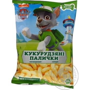 Палички кукурудзяні Paw Patrol солодкі неглазурован 50г купити, ціни на МегаМаркет - фото 1